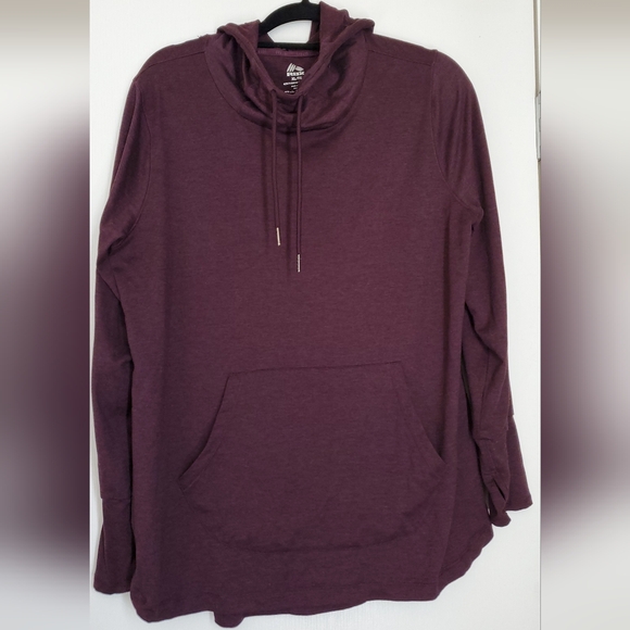 RBX Heathered Plum Cowl Neck Activewear Hoodie, XL - Picture 1 of 2